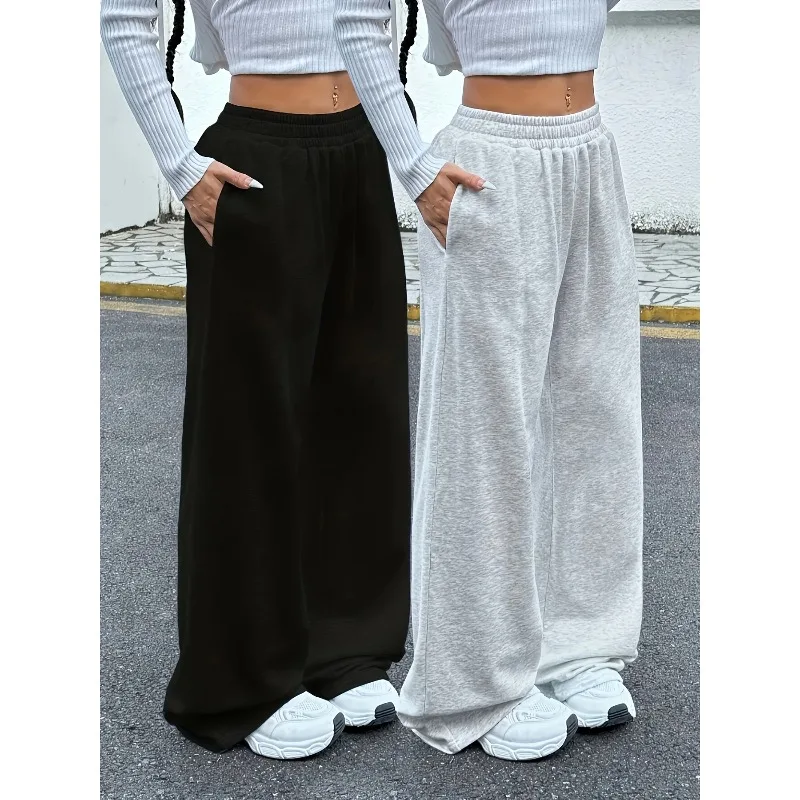 Women's Drawstring Jogging Pants, Casual and Comfortable with Pockets, Mid Waist Sports Pants, Suitable for All Seasons