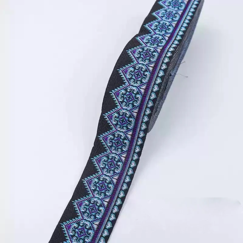 5yard Hmong Embroidery Jacquard Webbing Ethnic African Lace Trim 3.3cm Dress Collar Indian Ribbon Woven Tape Thai Boho Textile