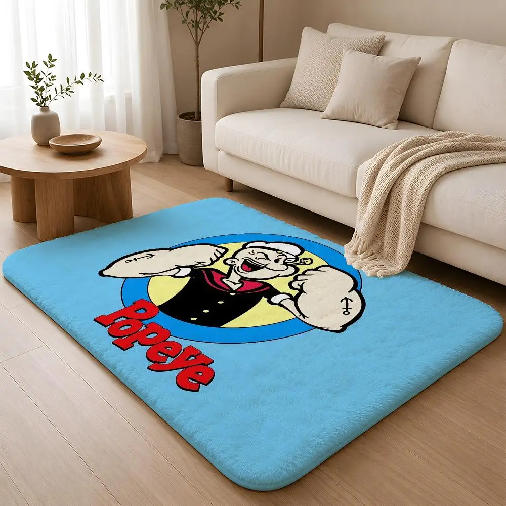 Anime P-Popeye the S-Sailor Floor Mat Soft Flannel Rug Non Slip Washable Quick Dry Mat for Bathroom Bedroom Kitchen Home Decor