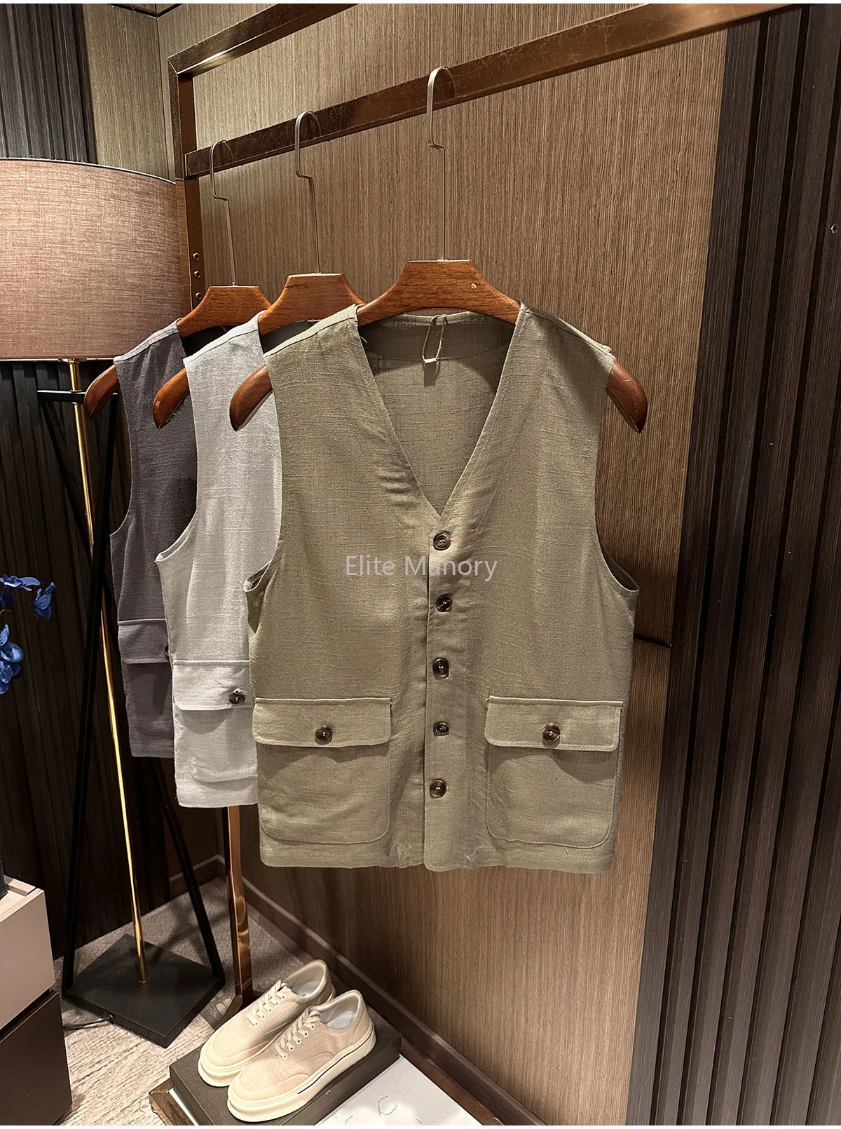 [Concealed and elegant, comfortable cotton and linen] 2026 summer new men's solid color high-quality hemp vest vest vest