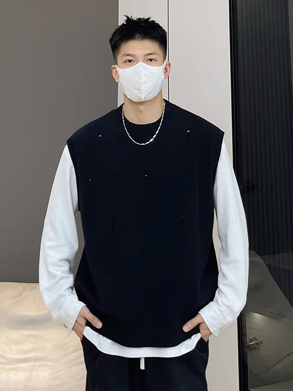 Мужской вязаный свитер, жилет, осень-зима, круглый Ne Svel Base irt, повседневный свободный крой из полиэстера, весенний сезон Faion
