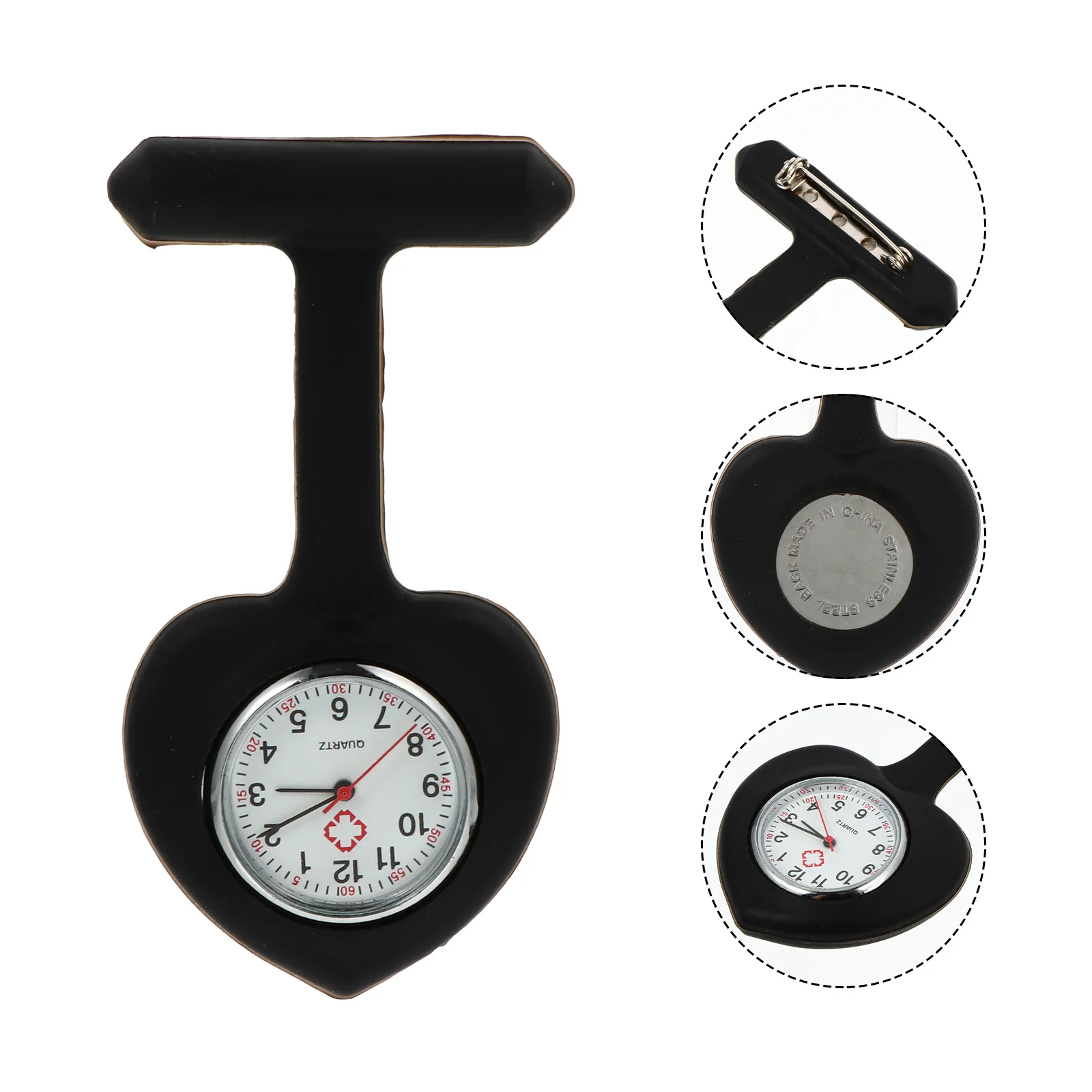 

Nurse Pocket Watch Heart Shape Strap Plastic Material Lightweight Practical Doctor Nurse Quartz Watches For Students