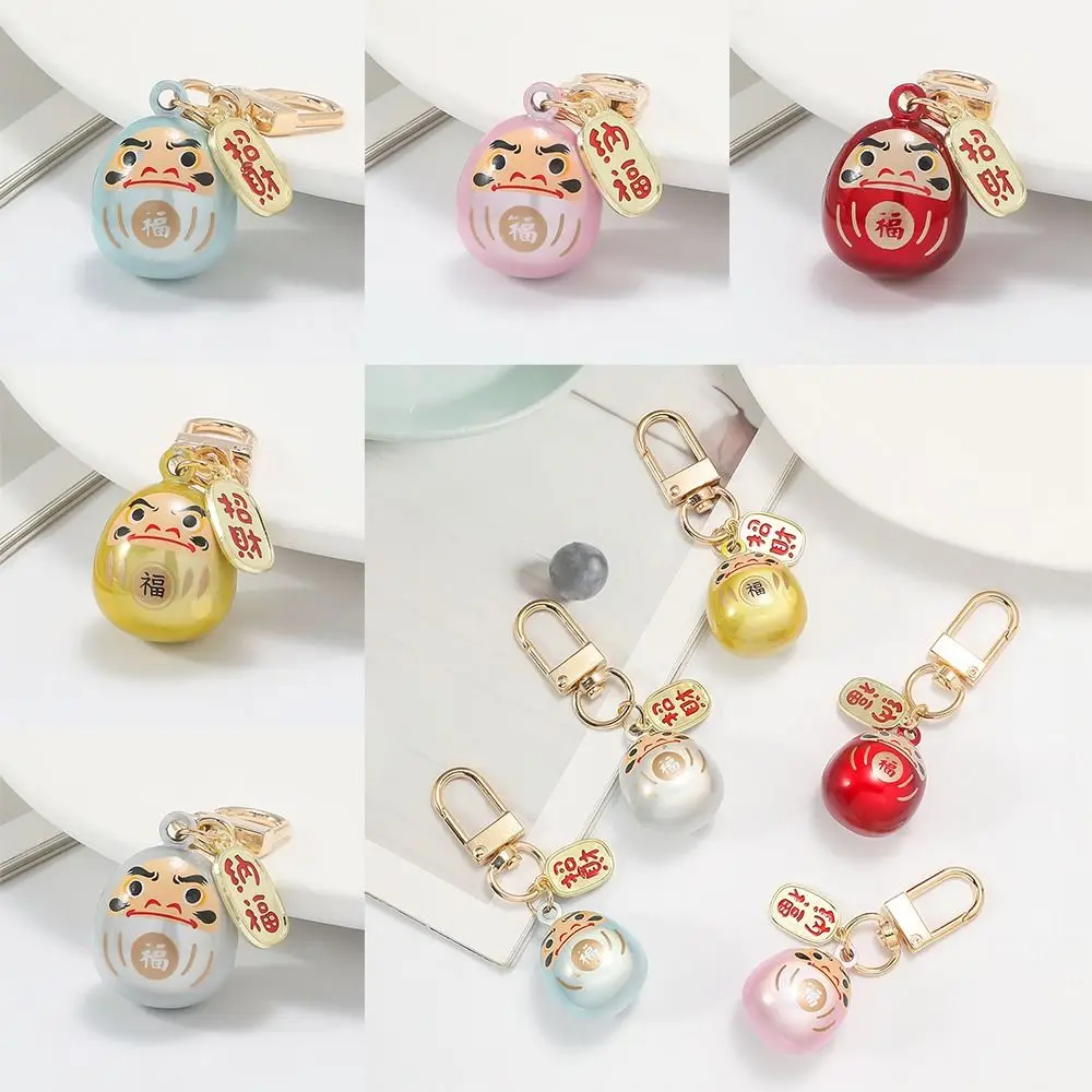 Portez la richesse cloches pendentif bonne chance sac à main accessoires porte-clés chanceux en métal cadeau créatif chat Daruma cloches pendentif porte-clés