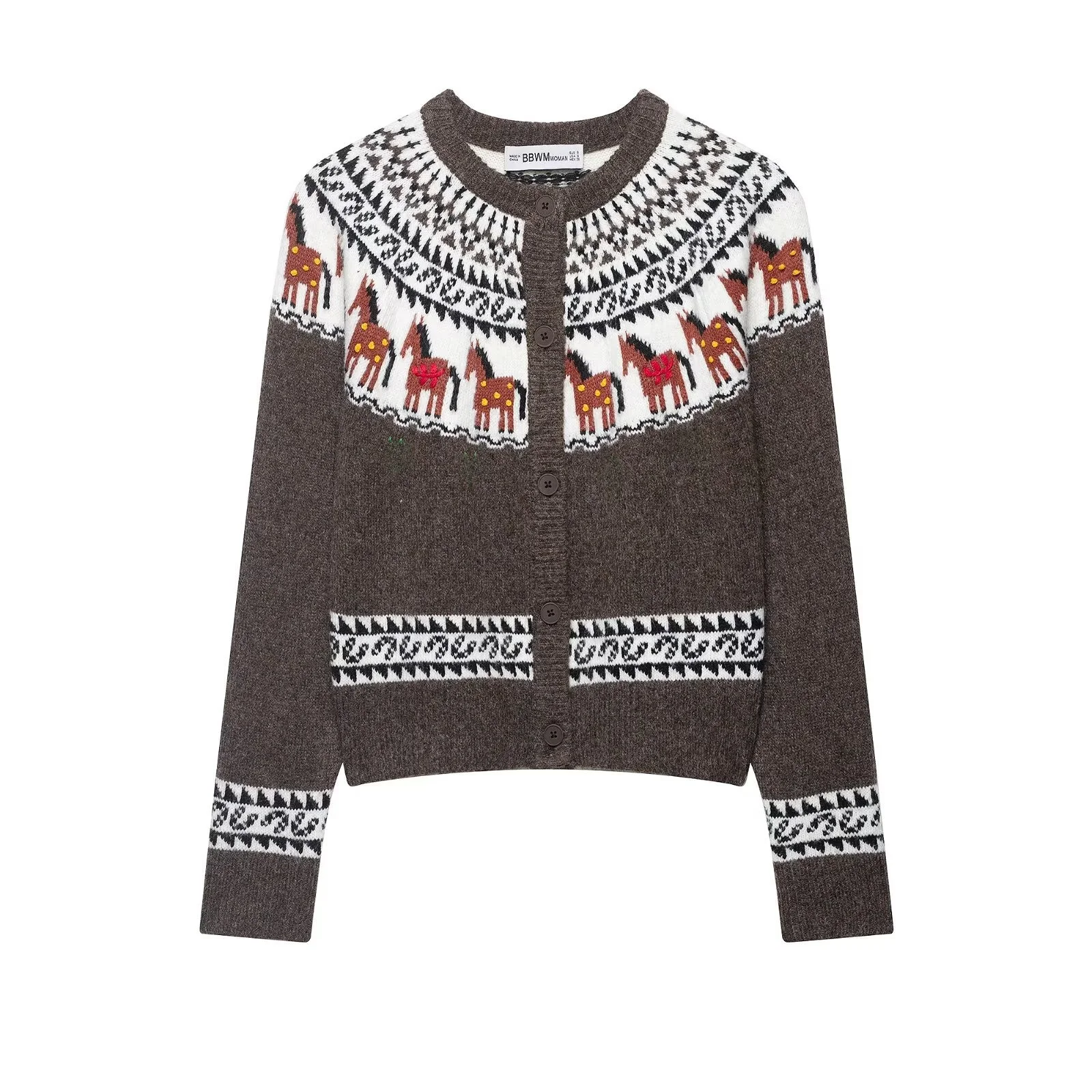Fashionable Casual Knitted Floral Embroidery Jacket Women's Cross-Border Apparel Sweet Style Organic Cotton Work Pants