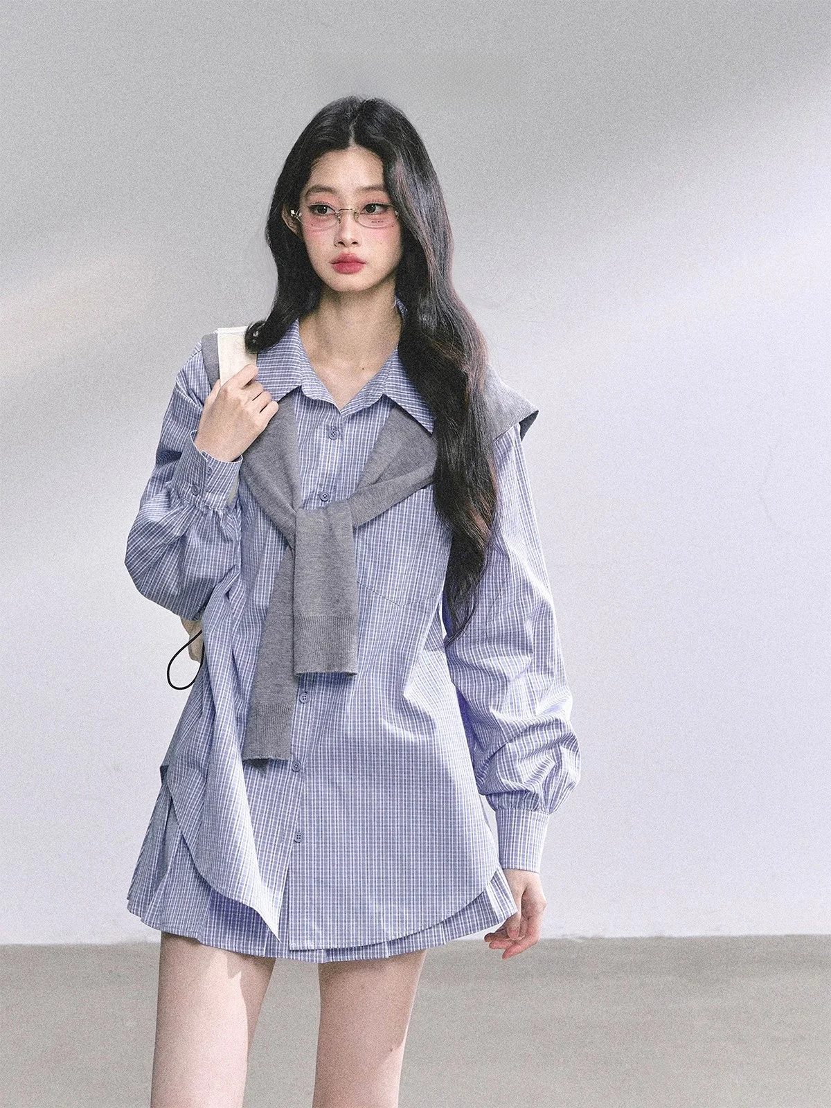 

Feildon College Korean Style Loose Feel Set Women's Autumn Two Piece Set Lightweight Casual Shirt for Female Office Workers