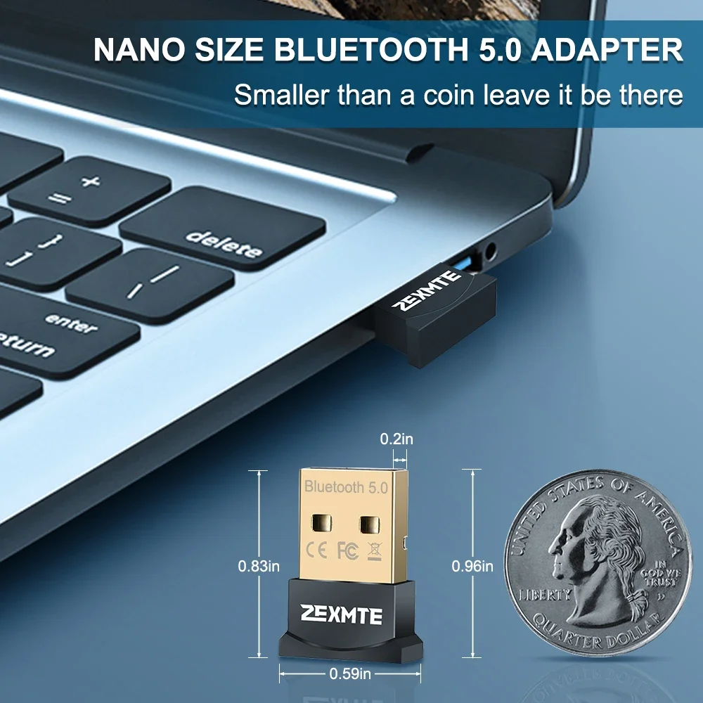 Zexmte USB Bluetoothアダプター 5.4 5.3 ドングル Bluetoothアダプター PC/ノートパソコン用 ワイヤレススピーカー オーディオレシーバー トランスミッター
