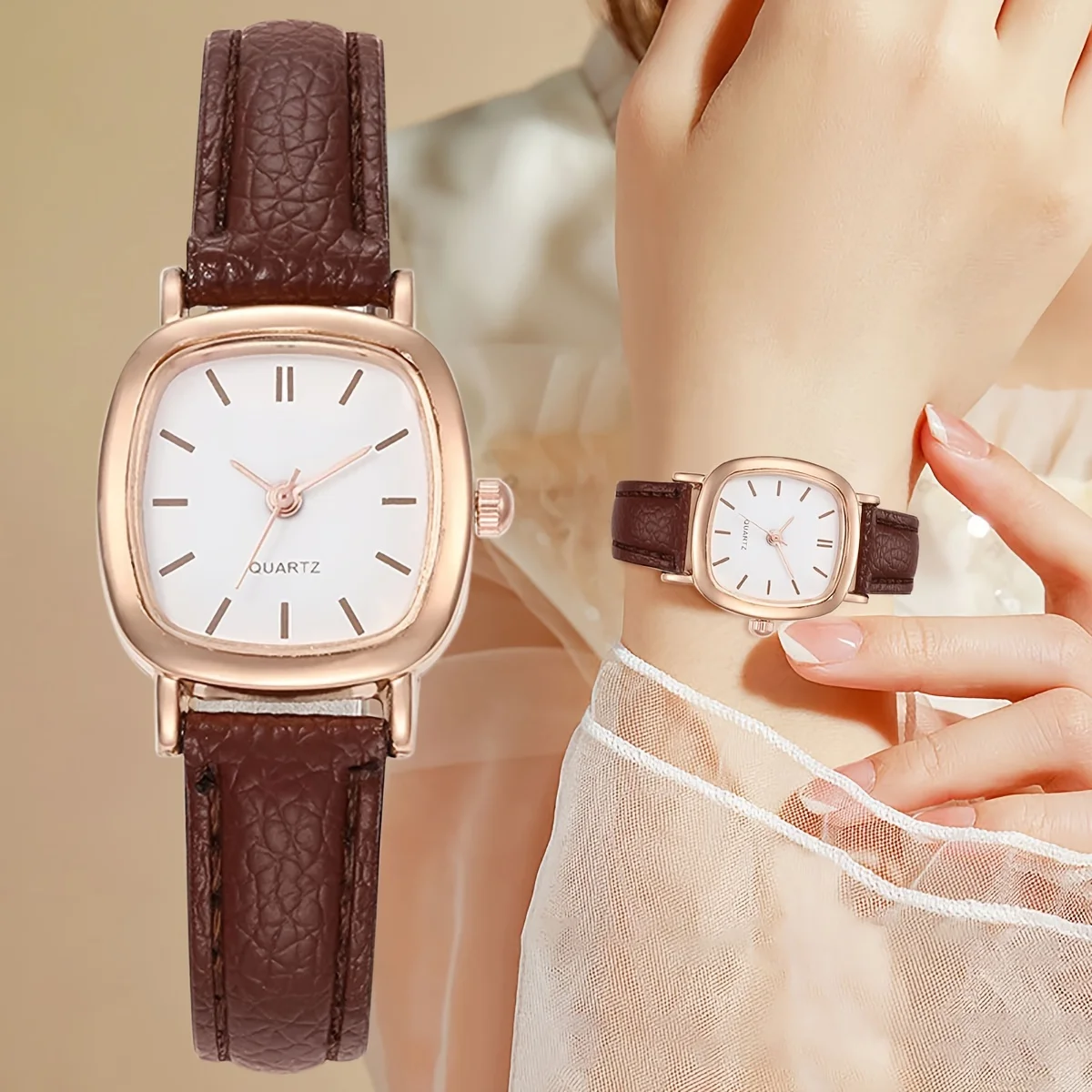 Stylish Ladies\' Pu Leather Quartz Watch - Fashionable Alloy Pointer Clock with Precise Timekeeping - Ideal Gift for Women