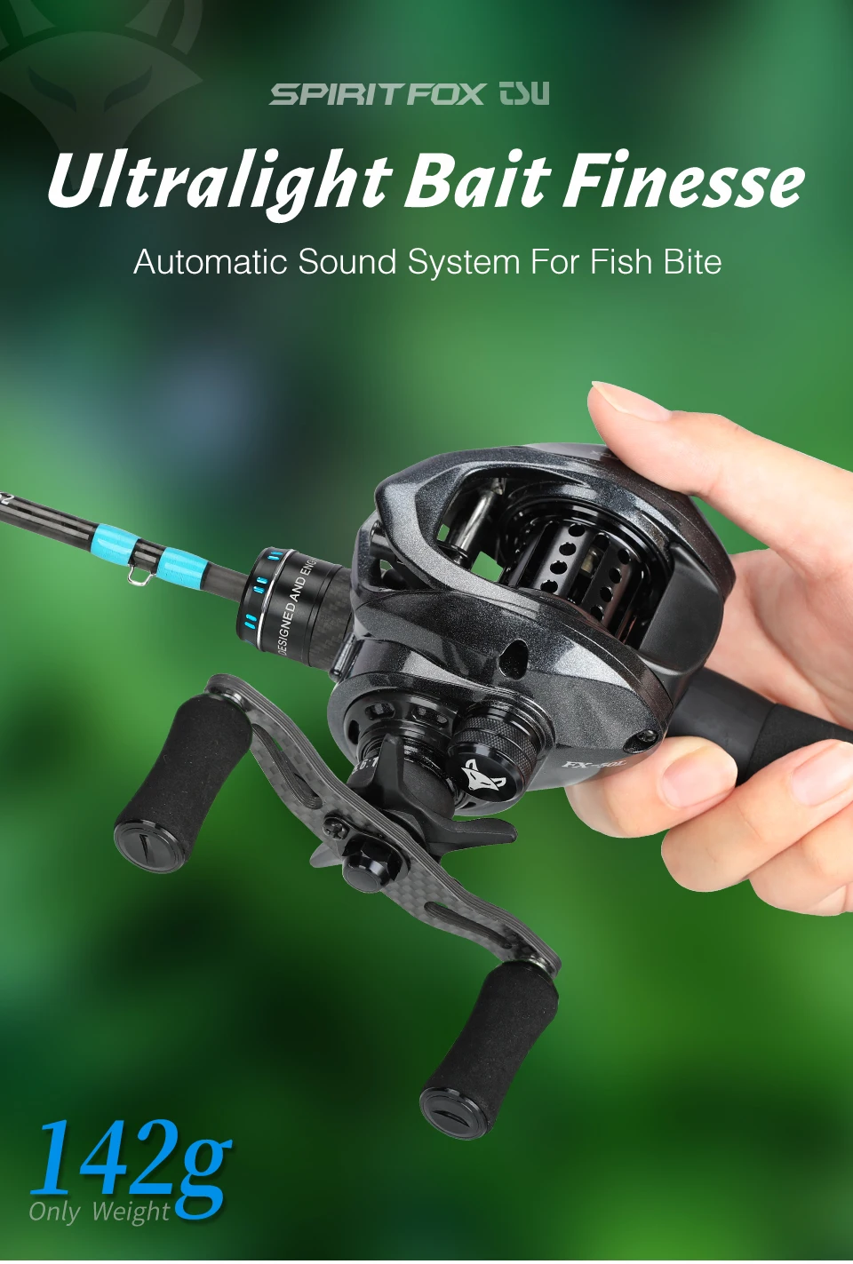 TSURINOYA Baitcasting Angelröhre SPIRIT FOX 50R 50HR 1-10g Ultraleichtes, glattes Finesse-System 5,6:1 7,3:1 Weitwurf Vielseitig – Detail 2