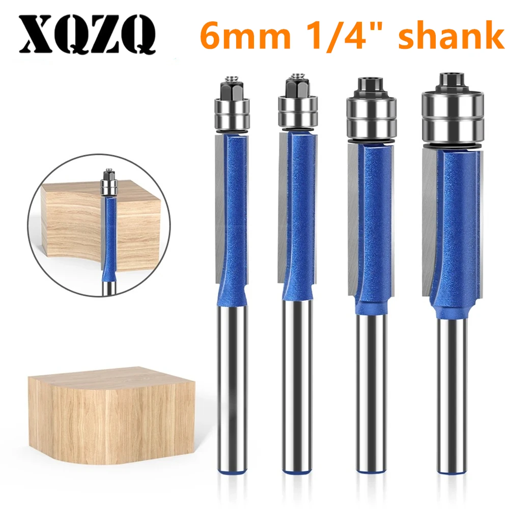 1/4′′ 5/16′′ 3/8′′1/2′′ Router Bit 6mm 1/4′′ Shank Flush Trim Bit With Two Bearings Router Bits For Wood Trimming Cutters