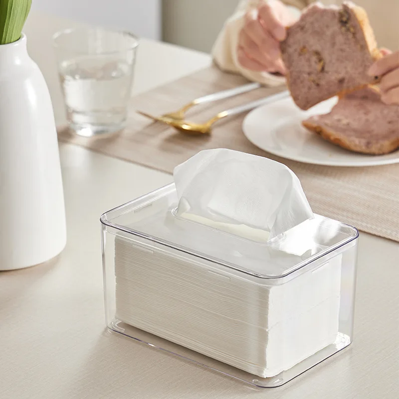 

1/2pcs Clear Acrylic Tissue Box Holder Tissue Dispenser Napkin Holder Car Home Office Desktop Tissue Storage Box Organizer