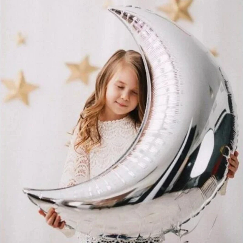 22inch Crescent Moon Foil Balloon Gold Silver Blue Pink Red Purple Helium Globos Baby Shower Kids Toy Birthday Party Decorations