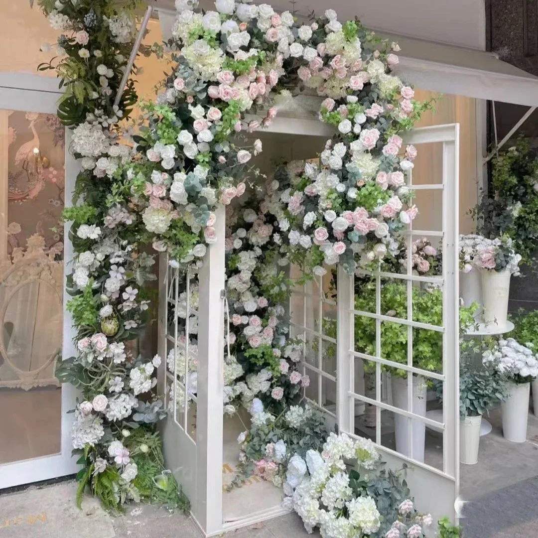 Retro White Phone Booth Wedding Decor Wedding Props White Telephone Booth with Artificial Flower