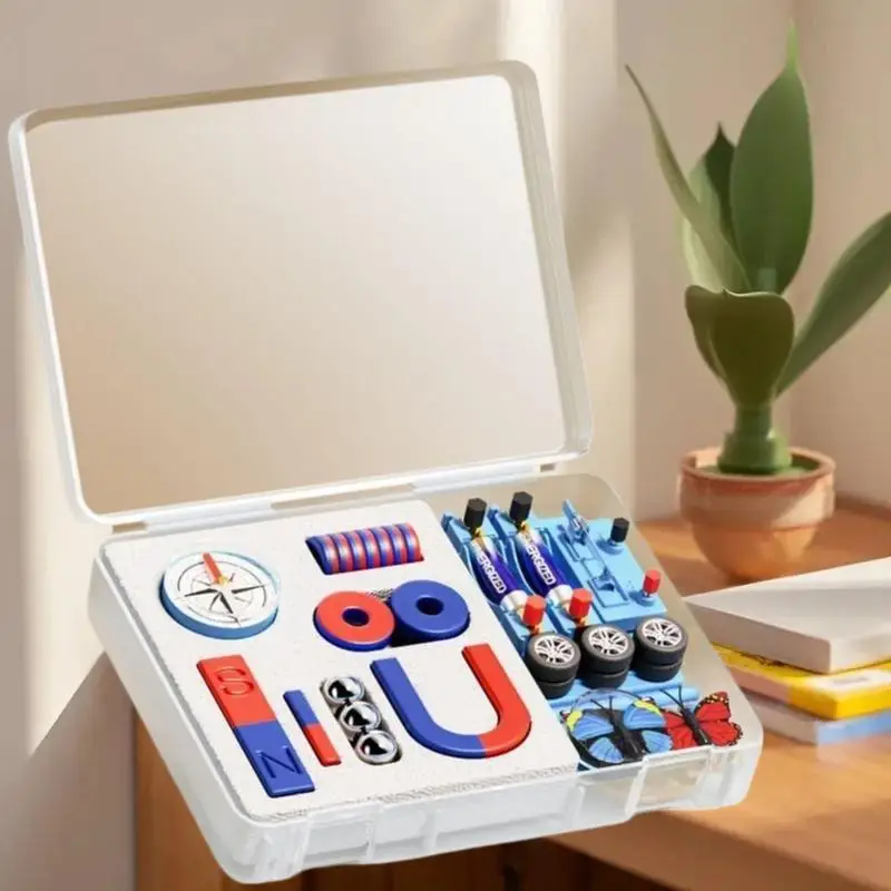 Kit de experimento científico infantil - Conjunto educacional de ímãs de física STEM com barra, anel, ferradura e ímãs em forma de U