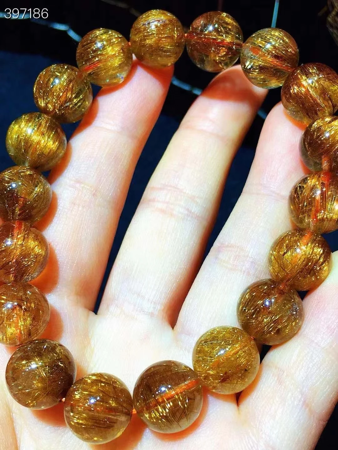 

Genuine Natural Copper Rutilated Quartz Round Beads Bracelet 11.5mm Cat Eye Women Men Wealthy Colorful Rutilated AAAAA