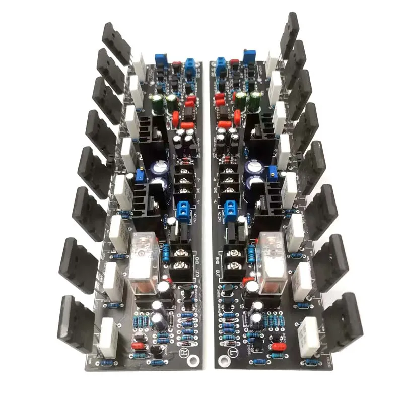 Alta qualidade 2 peças e405 300wx2 toshiba 2sa1943 2sc5200 hifi ajustável classe a placa amplificadora de alta potência com circuito de proteção