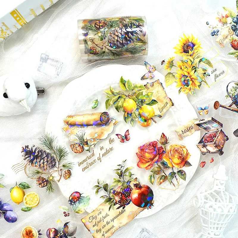 2 m/rotolo fiore viola PET Tape Flower Washi nastro adesivo adesivo decorativo estetico DIY Scrapbooking Journal Diary