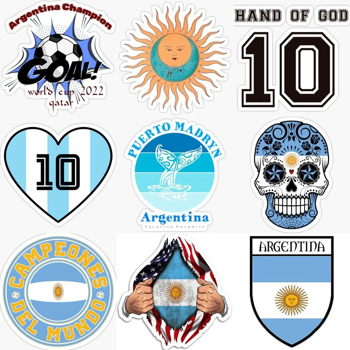 

Argentina Flag Football Number 10 Player Creative PVC Sticker for Decorate Car Wall Table Fridge Motorcycle Decal Accessories