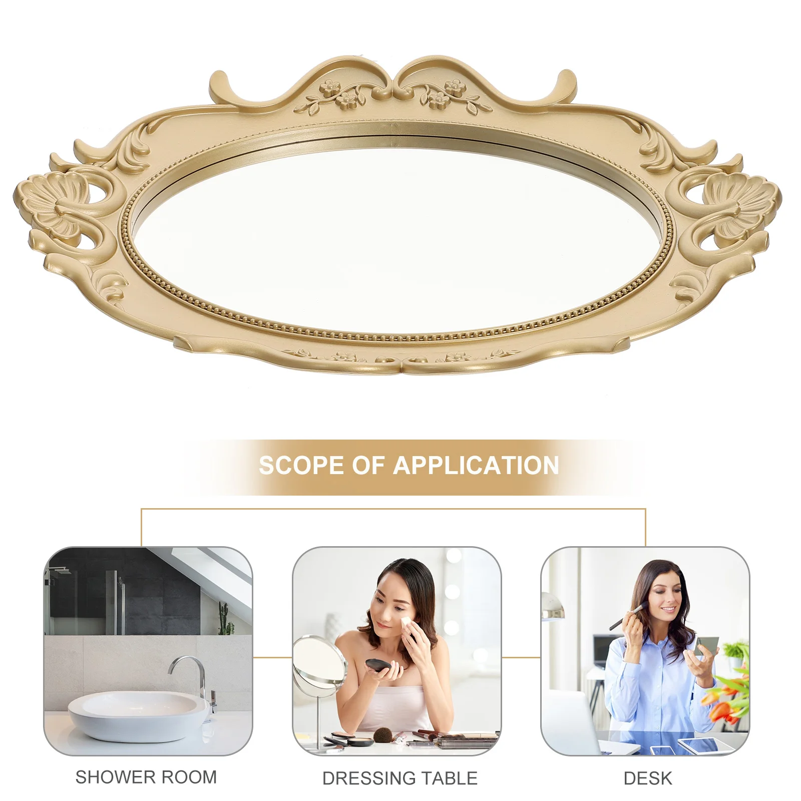 

Elegant Mirror Tray Jewelry Organizer European Style Vintage Decorative Dresser Perfume Organizer European Style Tray