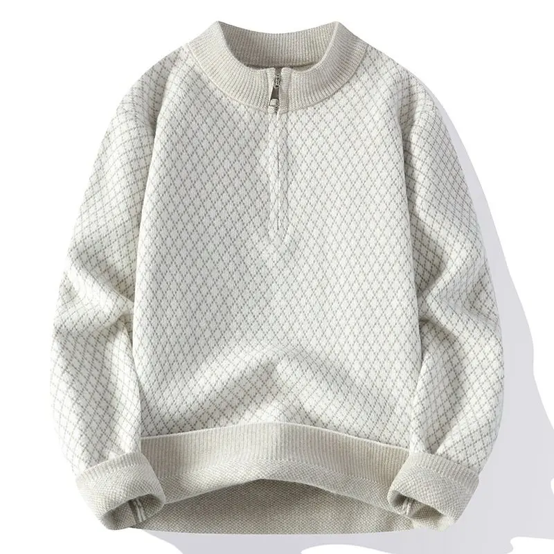 

Мужской зимний вязаный свитер из нубу Thiened, повседневный модный городский свитер Long Sve, теплый дизайн с высокой молнией