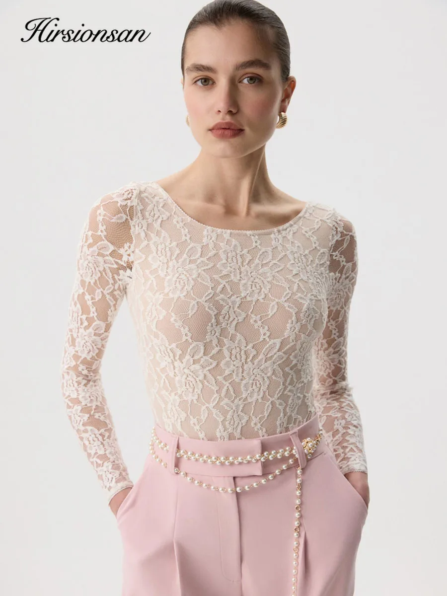 Women's Long Sleeve Lace Slim Fit Layering Top