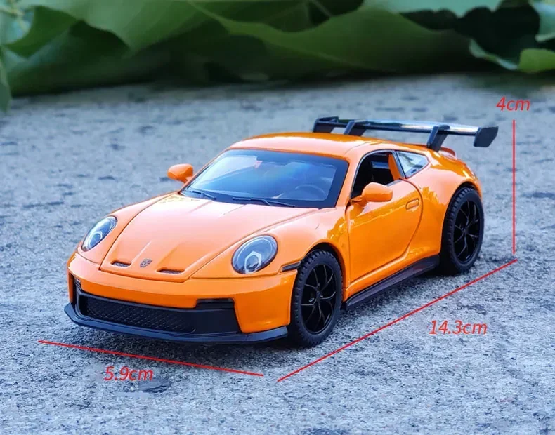 Porsche 911 GT3 supercoche de aleación, modelo de coche con luz de sonido extraíble, colección de regalos para niños, juguete fundido a presión, adorno, 1:32