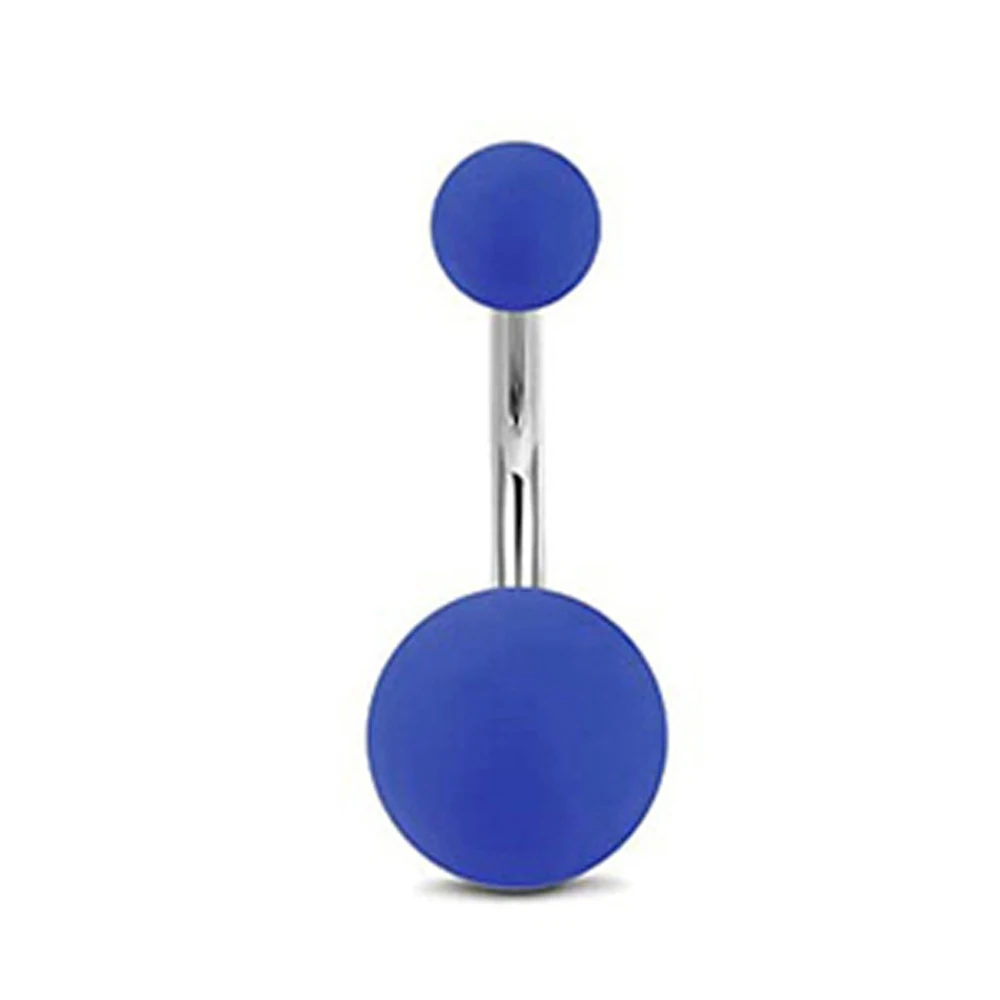 WKOUD 14G Stainless Steel Navel Belly Button Rings Women Fashion Belly Button Ring Piercing Body Piercings Jewelry Blue
