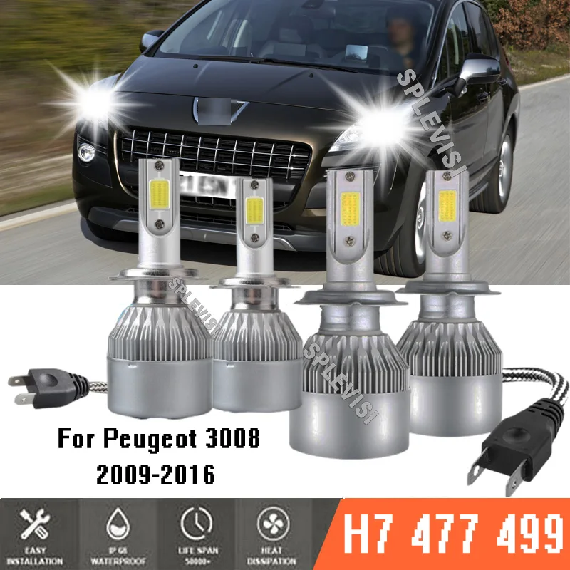 

New Arrival Car LED Headlight Bulbs High Low Bulbs 6000k White 12V For Peugeot 3008 2009-2016 2010 2011 2012 2013 2014 2015