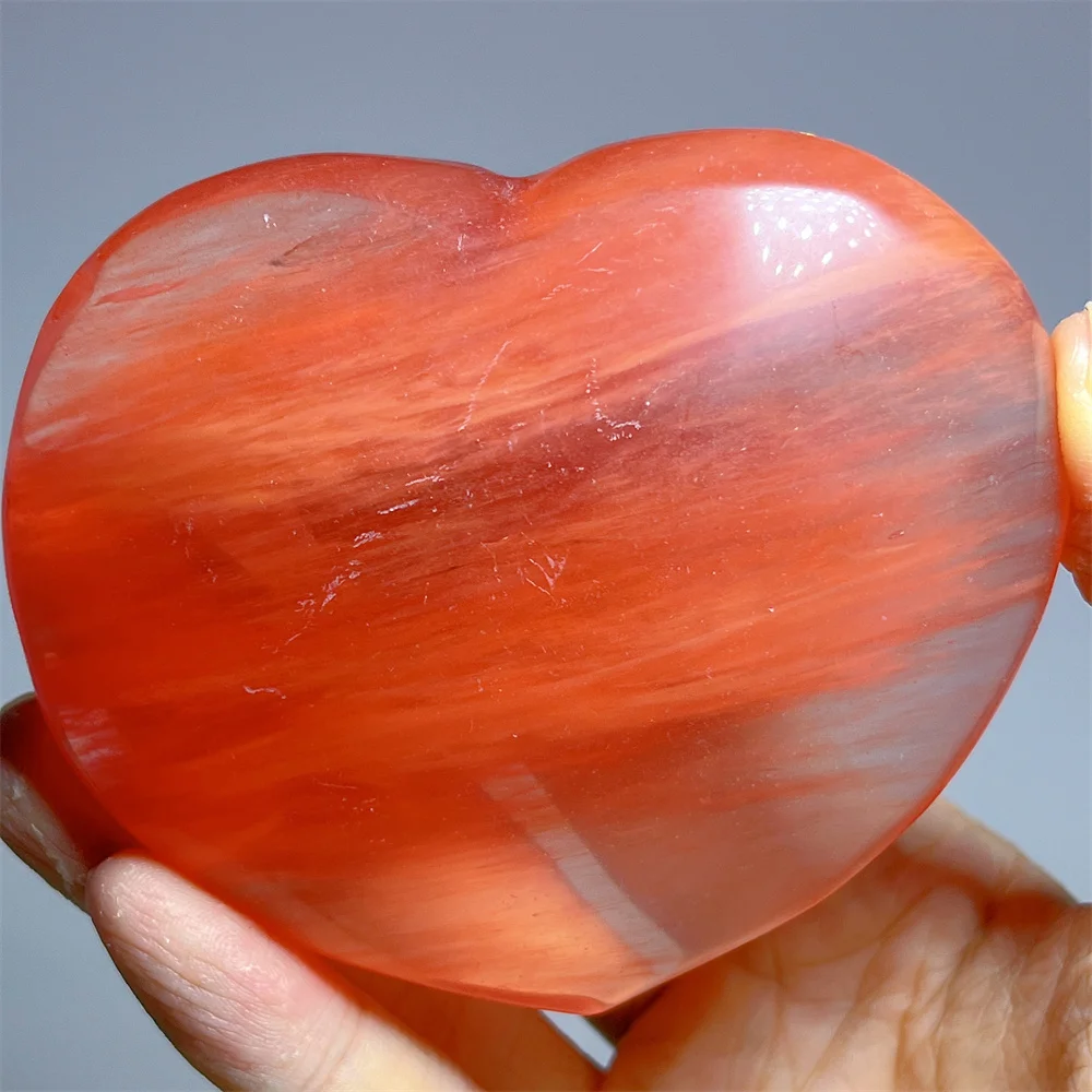 Red Molten Stone Heart Natural Crystal Quartz Carving Mineral Reiki Energy Feng Shui Gemstone Decoration Healing Gemstone