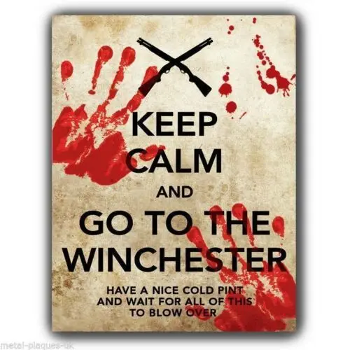 SIGN METAL PLAQUE KEEP CALM AND GO TO THE WINCHESTER Shaun of the Dead zombies