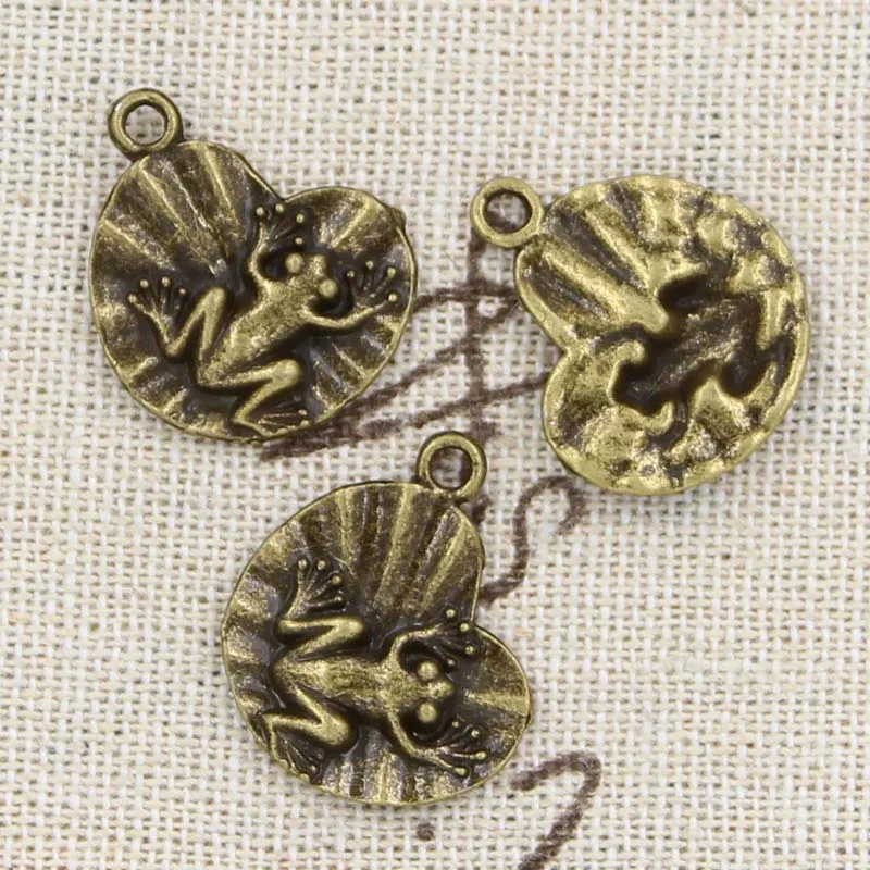 15pcs Charms Frog On Lily Pad 18x17mm Antique Making Pendant fit,Vintage Tibetan Bronze Silver color,DIY Handmade Jewelry