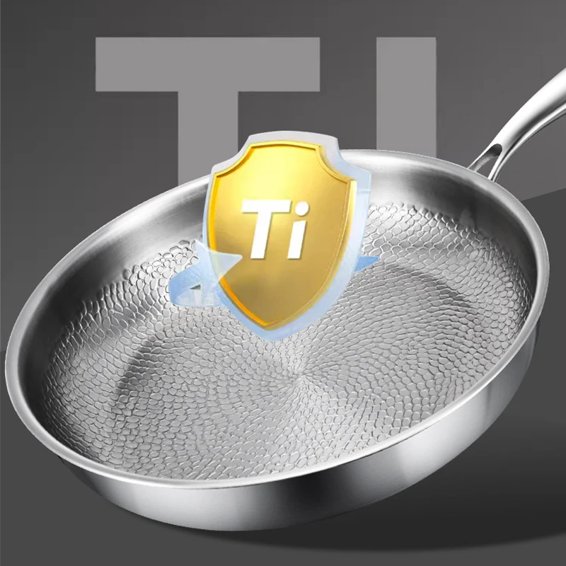 2025 New German Pure Titanium Kitchen Pans 26/28/30cm Non-stick Pan Uncoated Fish Scale Hammer Pattern Steak Kitchen Cookware