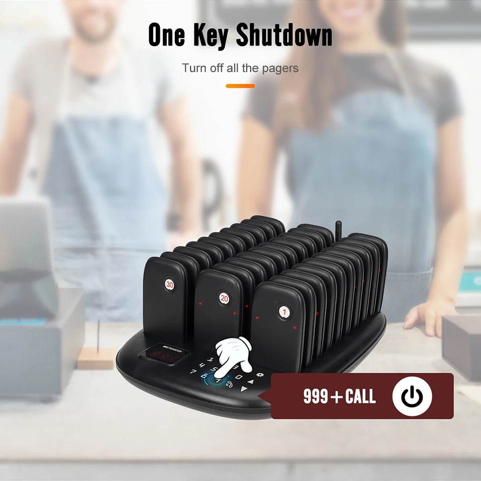 RETEKESS TD175P Drahtloses Restaurant-Rufsystem 30-Kanal Einstellbarer Tastaturmodus Food Truck Café Bar Pager mit Vibrator – Detail 16