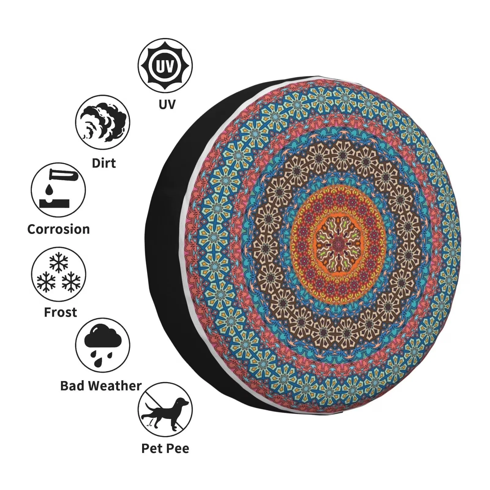 Mandala Spare Tire Cover Waterproof Dustproof UV Sun Protector for SUV RV Truck