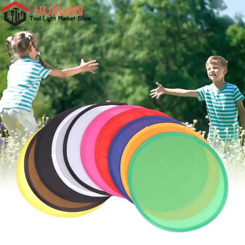 1PC Portable Collapsible Fans Summer Round For Beach Lawn Hand Fan Kid Outdoor Folding Fans Round Flying Disk Pocket Gift