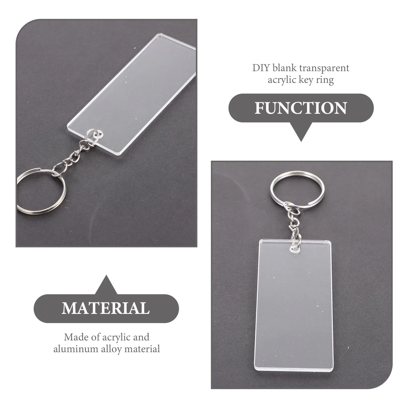 

1 set Acrylic Key Chains Blanks Transparent Diy Keychain Crafting Material For Custom Pendant Decor Place Cards Sublimation