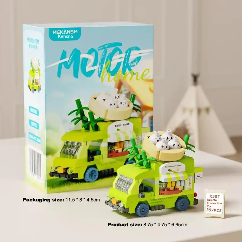Ice Cream Shop Mini Blocks Construction Set For Adults Mini Food Truck Micro Building Blocks Toys For Children Girls Gift