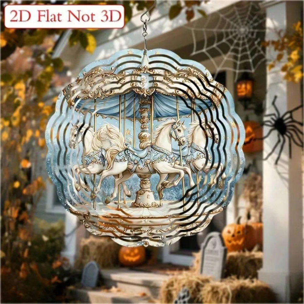 CIFBUY Wind Chimes Metal Outdoor Garden Decor Waterproof Anti Fade 3D Rainbow Carousel Rotating Art for Patio Yard Home