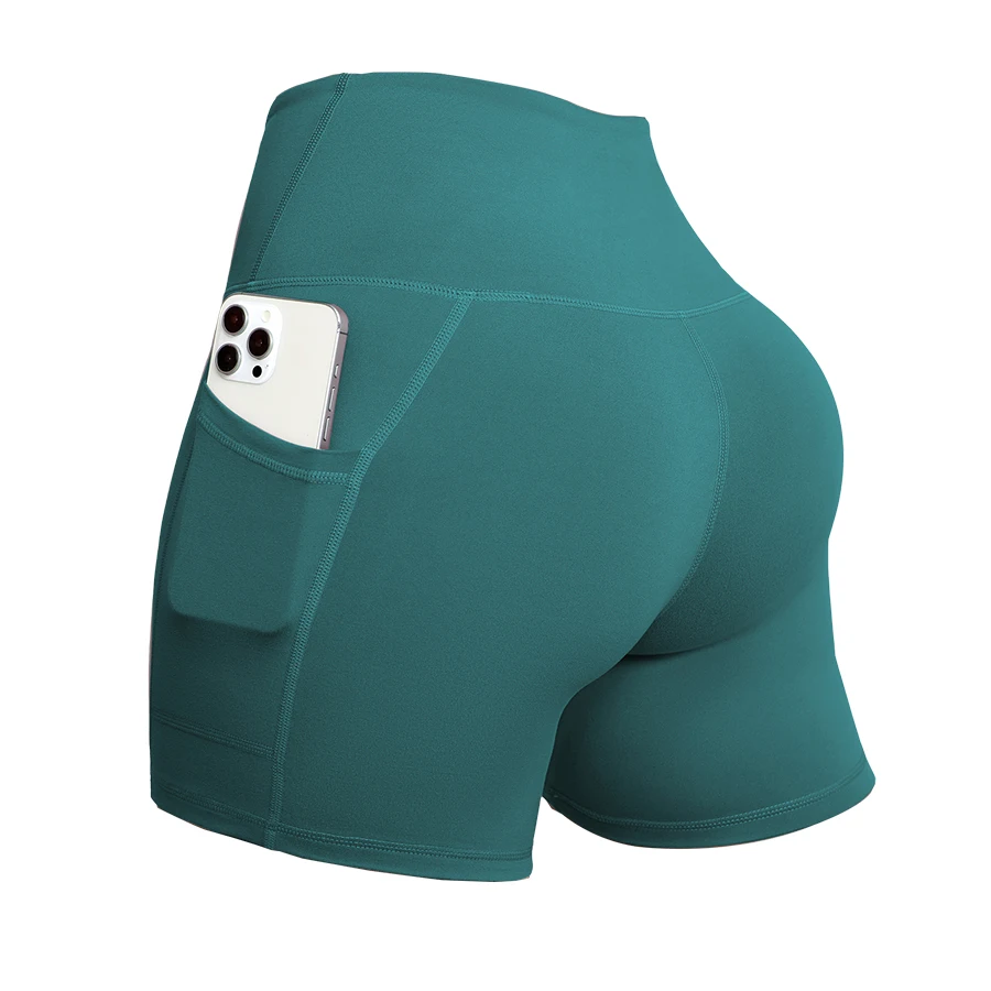 Yoga-Shorts mit Taschen, hohe Taille, Po-Lifting-Effekt, Radlerhose, Outdoor-Workout-Jogging-Shorts, Sportbekleidung, Gym-Laufshorts