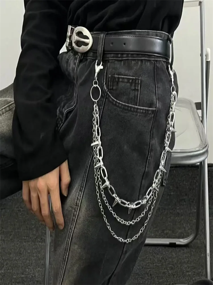 Persönlichkeit Crazy Hunter Übertriebene Spitzenhose mit Kettenanhänger Retro Cool Metall Punk Rock Hip Hop Taillenkette Damengürtel – Detail 1