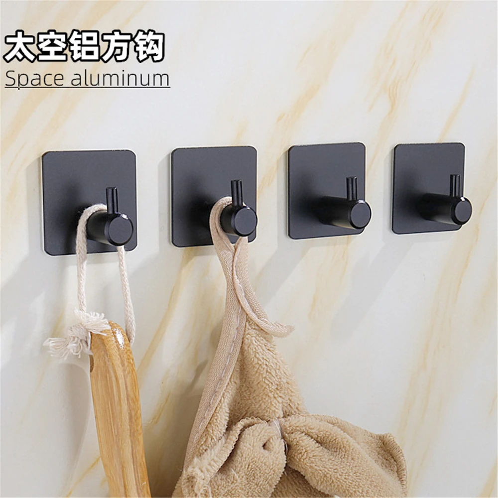 Self Adhesive Wall Coat Rack Key Holder Rack Aluminum Alloy Towel Hooks Clothes Rack Golden Hanging Hooks Bathroom Accessories