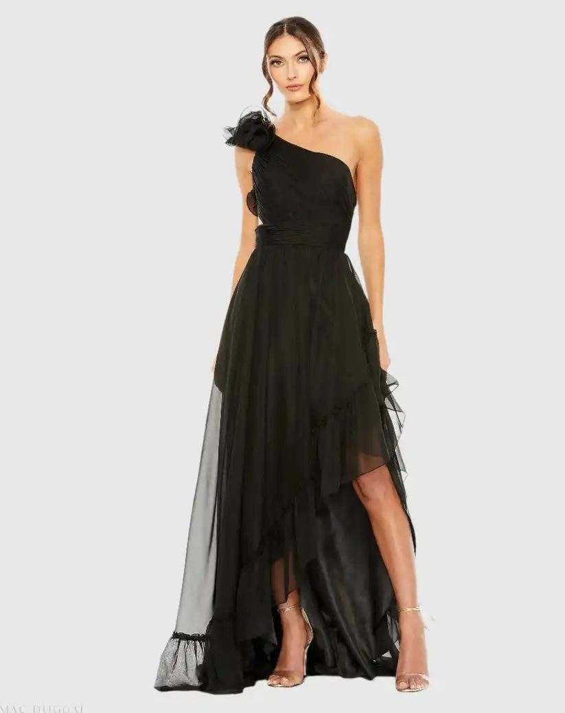 Customized Modern Style Tulle Criss-Cross Pleat Sash Bow A-line One-shoulder Hi-Lo Dresses Bespoke Occasion Dresses High quality