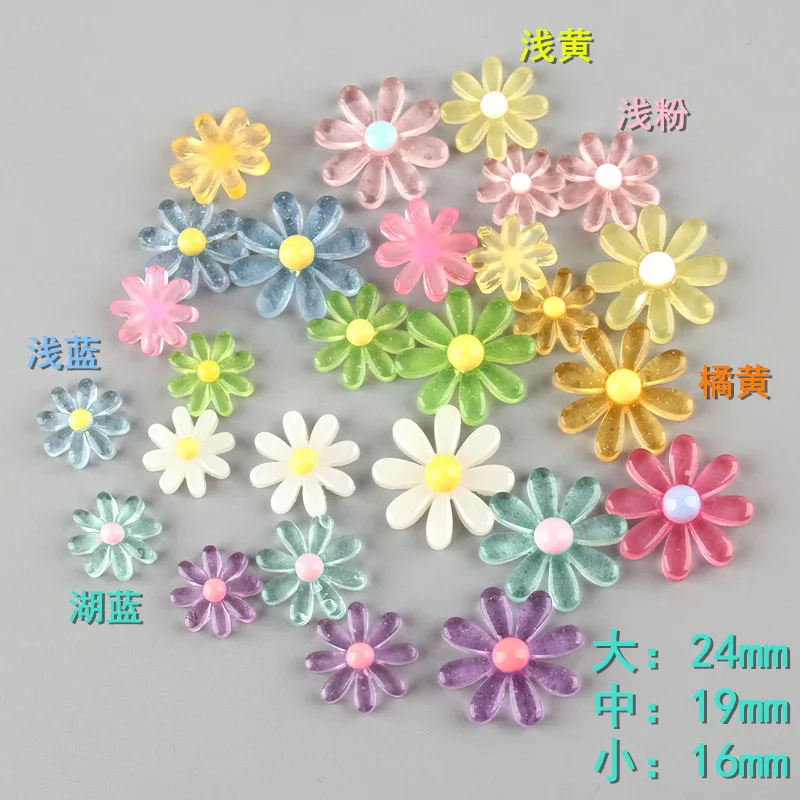 20pcs/lot 16/19/24mm Mixed Resin Daisy Flatback Cabochon Embellishments For Scrapbooking Phone Hiar Clip DIY Decoration Crafts