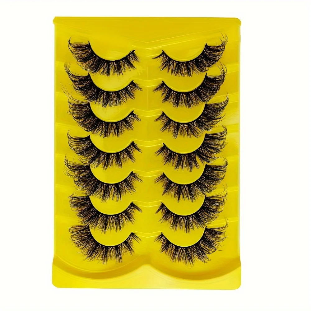 7 คู่ 3D ธรรมชาติ Cat Eye False Lashes,Fluffy Soft Cross สไตล์มังงะ, ไม่มีกลิ่น Wispy Eyelash Extensions สําหรับแต่งหน้า