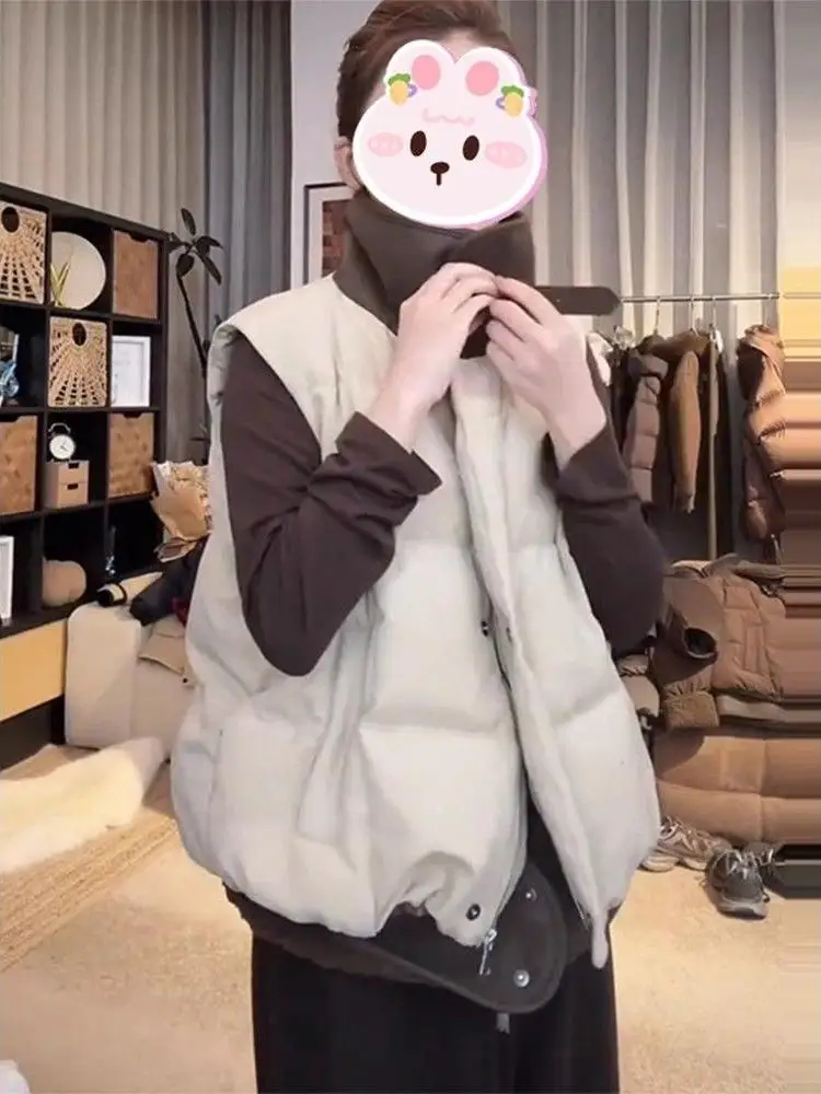 

Retro Color Blo Fake Two-Piece Vest Women's Winter New Sle Warmth Layering Cotton Top Thiened Commute Sle Pure Color