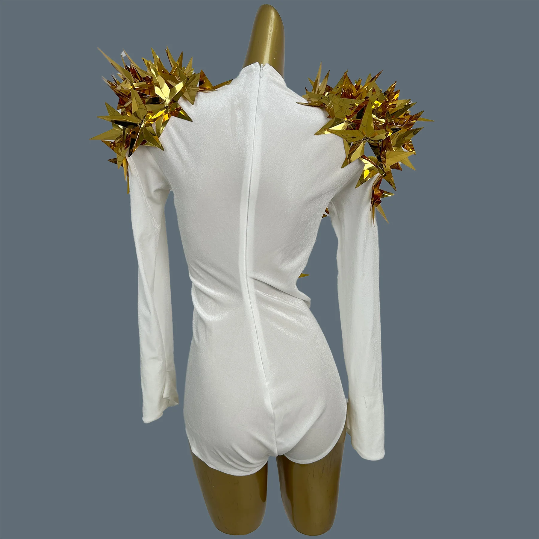 Designer Sparkly Rhinestone Bodysuit Five-pointed Star Sequins Velvet Deep V Neck Party Outfit Women Dance Show Outfit Hengxing