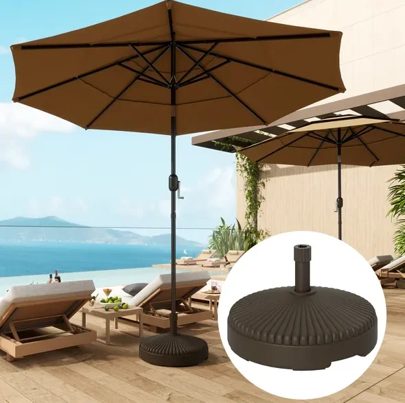 

Outsunny Round Patio Umbrella Base Holder, Heavy Duty Outdoor Umbrella Stand Base, Filled Up to 62lbs with Stand or 51lbs with W