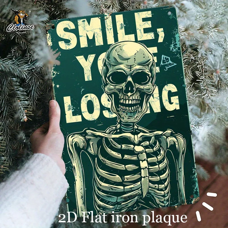 Vintage Skeleton Metal Sign 