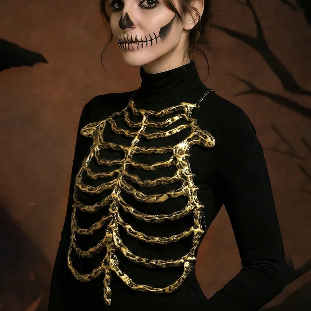 Skeleton Bones Cosplay Cutout Skull Skeleton Day of the Dead Halloween Carnival Dress Up Party Costume Props