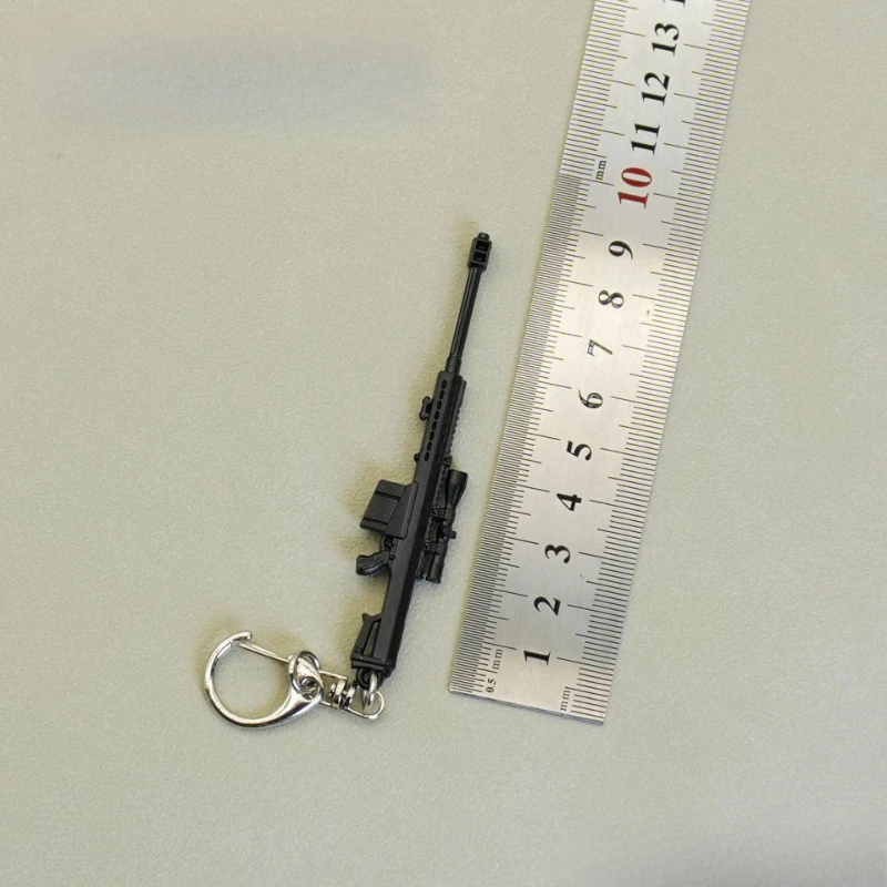 9cm/3.54in Peace Game peripheral Mini Gun Keychain M4A1 Barrett Metal Gun Weapon Model Backpack charm Fine Crafts Boys Gift Toys