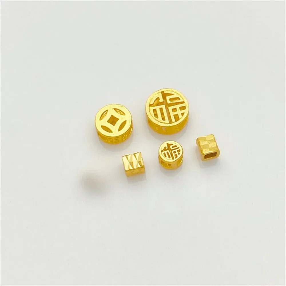 S925 القديمة الفضة مطلي محظوظ النحاس عملة حبة التقسيم اليدوية DIY سلسلة سوار قلادة مجوهرات المواد الملحقات #5